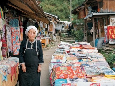 湖南湘西旅游：夏日清凉角落里的老人与热情商家