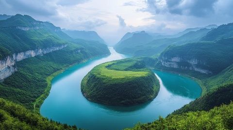 泸州市纳溪区花田酒地以及隔江遥望的江阳区景区方山