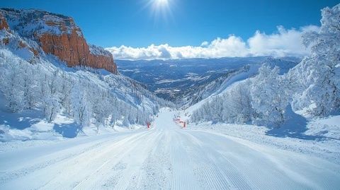 冬季冰雪美景下的滑雪乐园