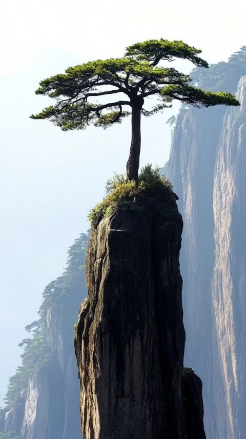 中国安徽黄山：奇松怪石与云海仙境的完美结合